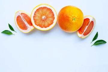 High vitamin C. Juicy grapefruit on white.