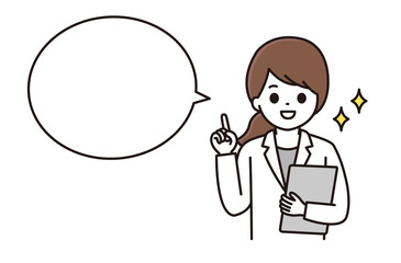 薬剤師 指差し 女性 吹き出し