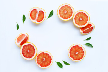 High vitamin C. Juicy grapefruit on white.