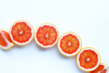 High vitamin C. Juicy grapefruit on white.