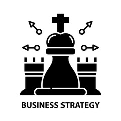business strategy icon, black vector sign with editable strokes, concept illustration