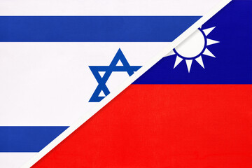 Israel and Taiwan or Republic of China, symbol of national flags from textile.