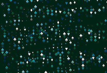 Light Blue, Green vector background with cards signs.