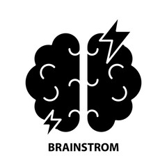 brainstrom icon, black vector sign with editable strokes, concept illustration