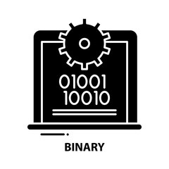 binary icon, black vector sign with editable strokes, concept illustration