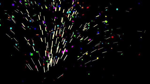 4K confetti party popper animation with alpha channel multi coloured