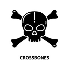 crossbones icon, black vector sign with editable strokes, concept illustration