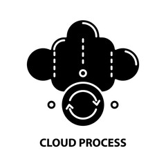 cloud process icon, black vector sign with editable strokes, concept illustration