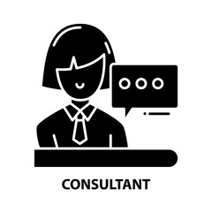 consultant icon, black vector sign with editable strokes, concept illustration