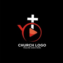 Cross logo design vector icon with online concept. Logo for christian church
