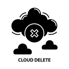 cloud delete icon, black vector sign with editable strokes, concept illustration