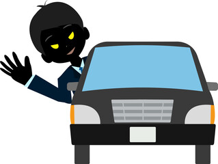 車に乗っている悪い人のイラスト