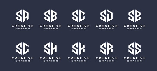 hexagon shape letter S combined with other monogram logo designs.