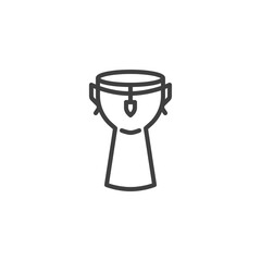African drum line icon. linear style sign for mobile concept and web design. Djembe drum outline vector icon. Symbol, logo illustration. Vector graphics