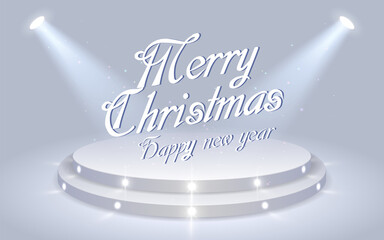 The lights are directed to the round stage, celebration background design.