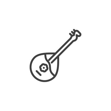 Domra musical instrument line icon. linear style sign for mobile concept and web design. Domra string instrument outline vector icon. Symbol, logo illustration. Vector graphics