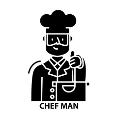 chef man icon, black vector sign with editable strokes, concept illustration
