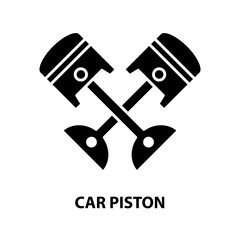 car piston symbol icon, black vector sign with editable strokes, concept illustration