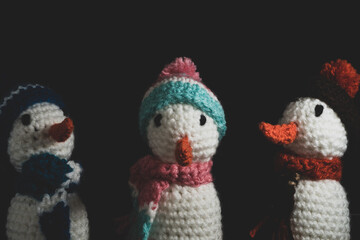 Three Beautiful  Handmade Yarn Snowman worsted