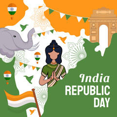 Hand drawn illustration of Indian Republic Day