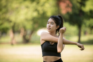 Fototapeta premium Sport women doing stretchinh exercise