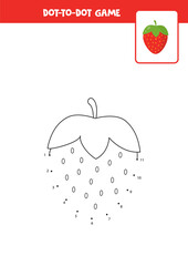 Handwriting practice for kids. Dot to dot with strawberry.