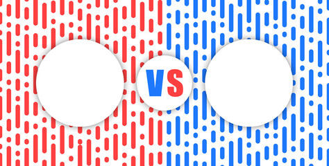 VS sport info board, round information panel infographic versus, duel between two rivals, blue and red lines background