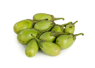 Fresh Healthy Raw Eggplant Isolated on White Background