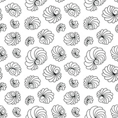 Seamless black and white pattern in zentangle style. Basic and simple coloring book for adults, seniors, and beginner. Digital drawing. Floral. Flower. Oriental. Book Page. Hand drawing. 