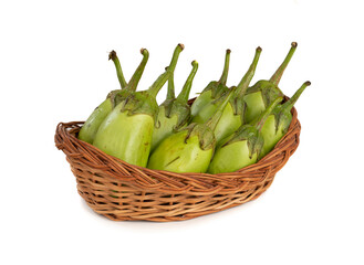 Fresh Healthy Raw Eggplant Isolated on White Background