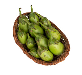 Fresh Healthy Raw Eggplant Isolated on White Background
