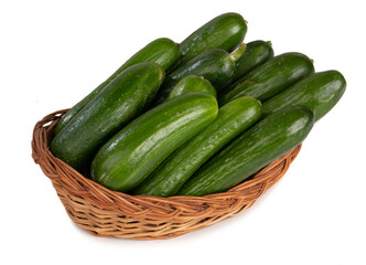 Fresh Healthy Cucumbers Isolated on White Background
