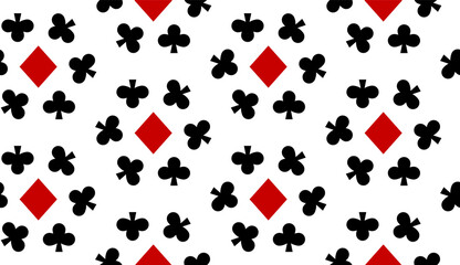 Seamless pattern with Playing card suits. Diamonds, Clubs. Endless background. Vector illustration.
