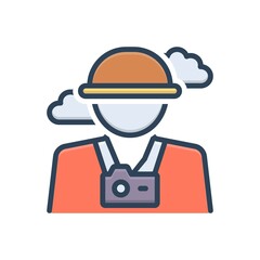 Color illustration icon for tourist
