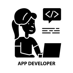 app developer icon, black vector sign with editable strokes, concept illustration