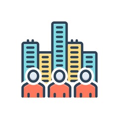 Color illustration icon for society