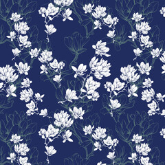 Obraz premium Elegant blooming magnolia flower pattern 