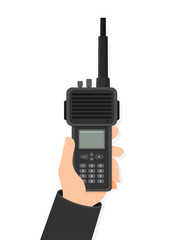 Modern portable handheld radio device. Vector illustration in flat style © mix3r
