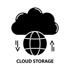 cloud storage icon, black vector sign with editable strokes, concept illustration