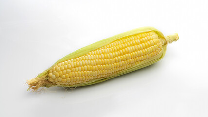Fresh ear of corn isolated on white background