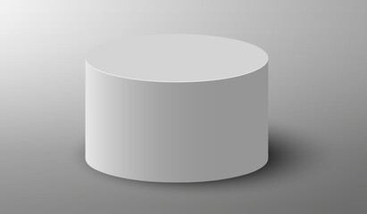 3D podium. Pedestal platform or showroom stand. White round studio stage platform. Vector empty arena