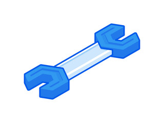 Isometric minimal vector blue and white wrench