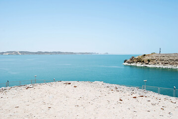 Obraz premium Lake Nasser. Large artificial lake in southern Egypt. The famous temple of Abu Simbel is now on its bank