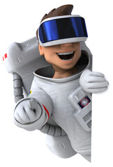 Fun 3D Illustration of an astronaut with a VR Helmet