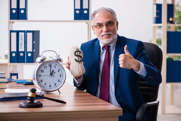 Experienced male judge sitting in the office