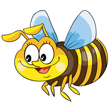 cute bee character, cartoon illustration, isolated object on white background, vector,