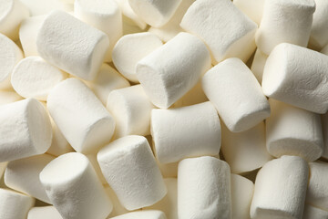 Sweet marshmallow on whole background, close up