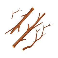 Tree Branch as Raw Material for Woodworking Industry Vector Illustration - obrazy, fototapety, plakaty