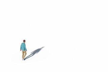 Young Man, Walking Isolated Against White, Illustration, Template, Mock Up, Blank. Unrecognisable, Created In 3d Software. 3d Rendering.