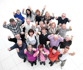 group of confident mature people showing their success